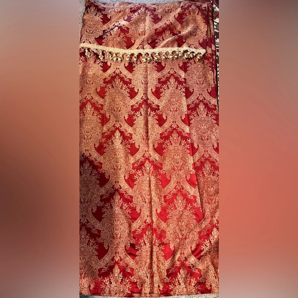 Beautiful Red and Gold Damask Croscill 1 Single Drapery Panel